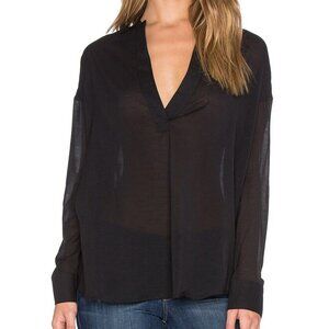 James Perse Chiffon Stretch Pullover Tunic Top Black Women's Size 1 XS S H13418